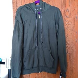 Olive green athletic works fleece zip up hoodie medium